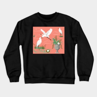 E is for Egret—Coral Crewneck Sweatshirt